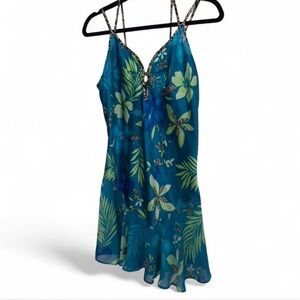 Vintage Mixed Print Leopard Animal Print & Floral Mini Slip Dress